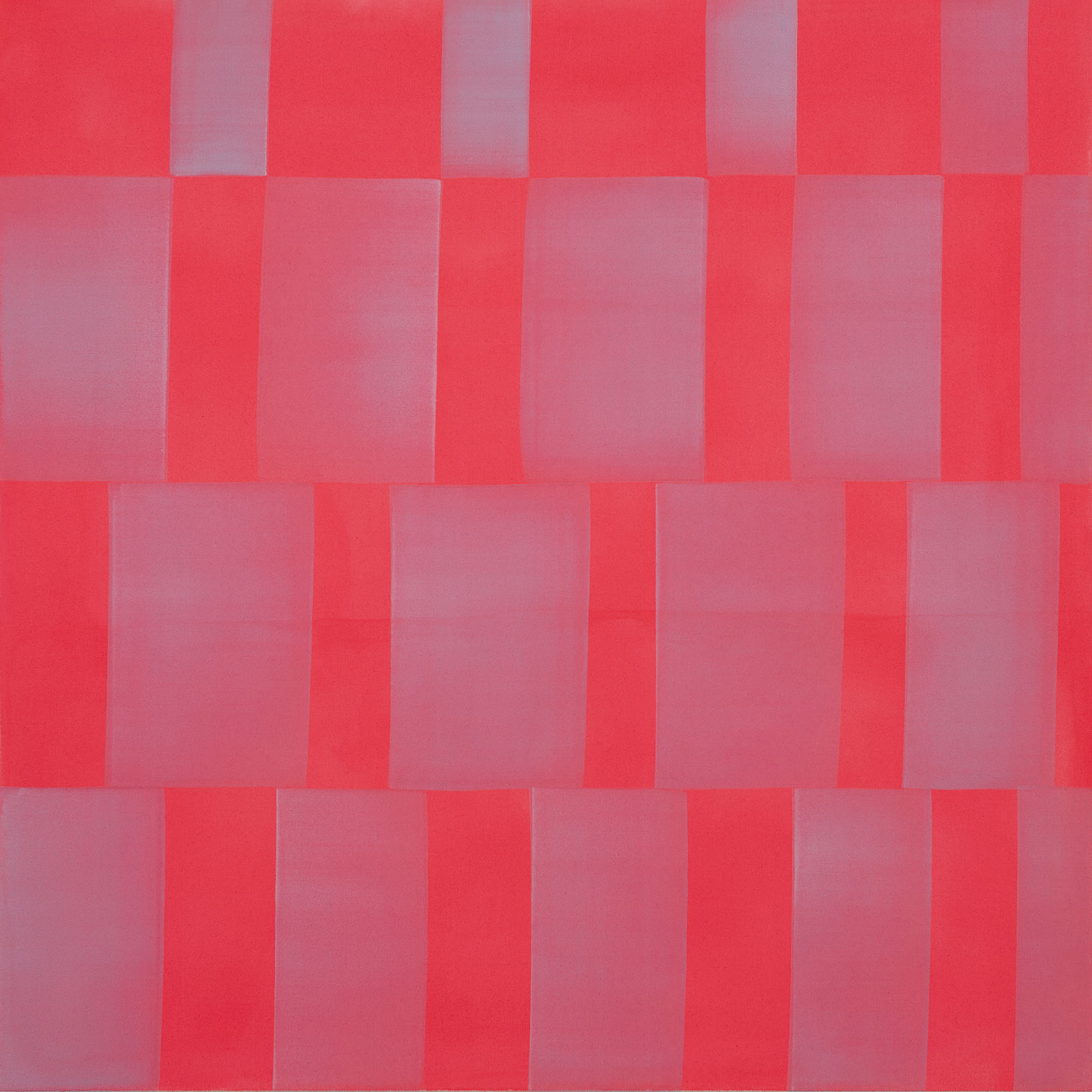 Nikola Dimitrov, Red zone, 2024, Pigmente, Bindemittel auf Leinwand, 140 x 140 cm